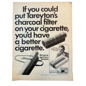 Vintage 1969 Tareyton Cigarette Charcoal Filters Advertisement Print Ad